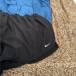 Nike Black Athletic Running Shorts with White Swoosh